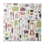 Pattern with colorful cooking icons ceramic tile