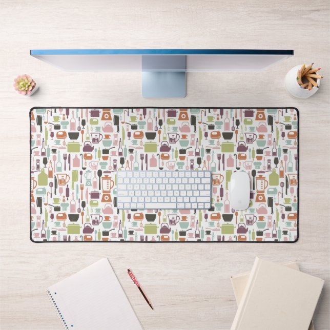Pattern with colorful cooking icons desk mat (Office 1)