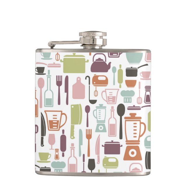 Pattern with colorful cooking icons flask (Front)