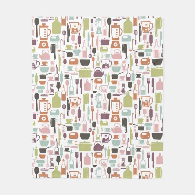 Pattern with colorful cooking icons fleece blanket (Front)