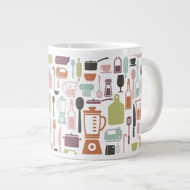 Pattern with colorful cooking icons giant coffee mug (Front Right)
