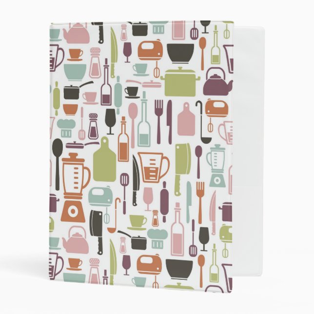 Pattern with colorful cooking icons mini binder (Front/Inside)