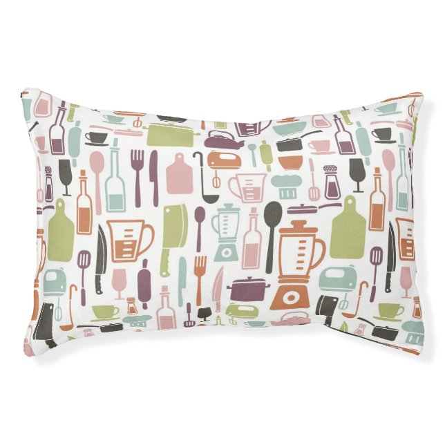 Pattern with colorful cooking icons pet bed (Front)