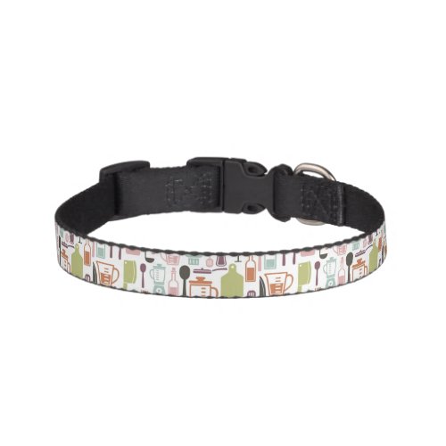 Pattern with colorful cooking icons pet collar