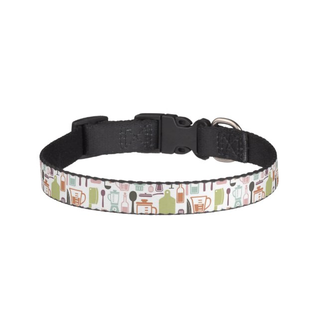 Pattern with colorful cooking icons pet collar (Front)