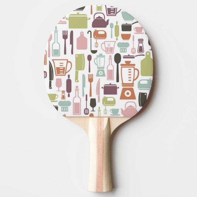 Pattern with colorful cooking icons Ping-Pong paddle (Front)