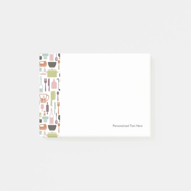Pattern with colorful cooking icons post-it notes (Front)