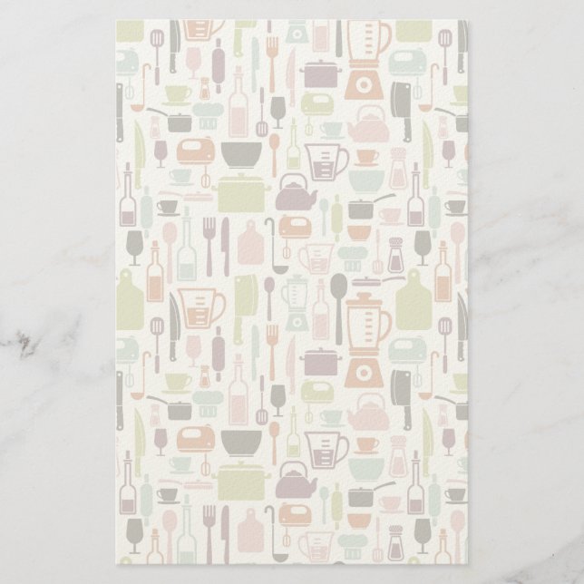 Pattern with colorful cooking icons stationery (Front)