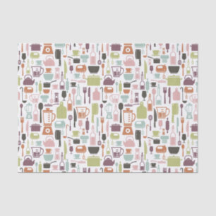 Pattern with colorful cooking icons tissue paper