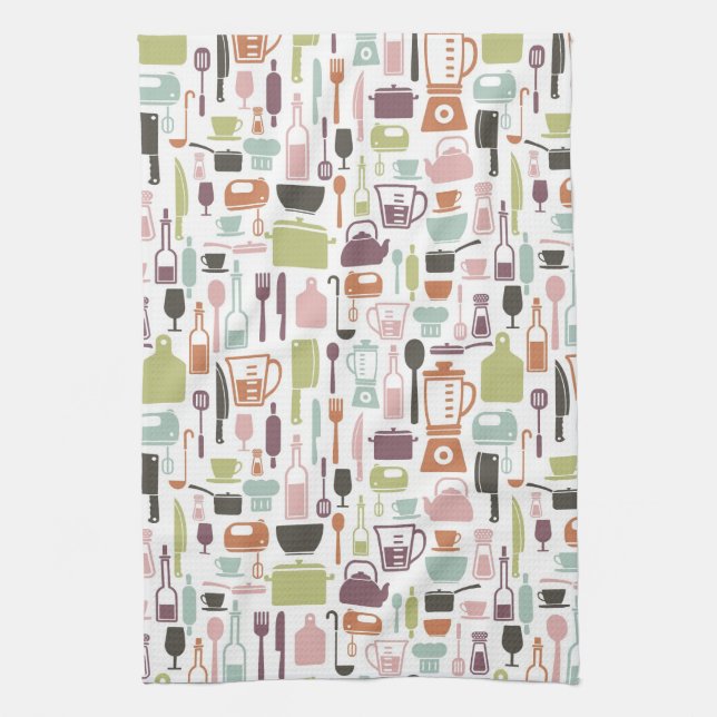 Pattern with colorful cooking icons towel (Vertical)