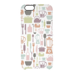 Pattern with colorful cooking icons clear iPhone 6/6S case