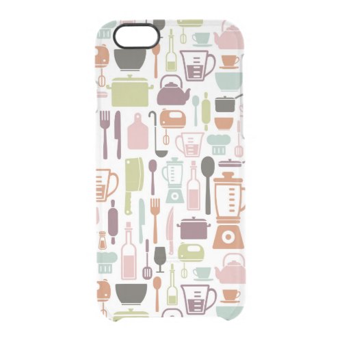 Pattern with colorful cooking icons clear iPhone 66S case