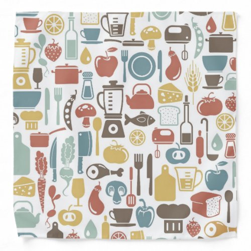 Pattern with cooking icons bandana