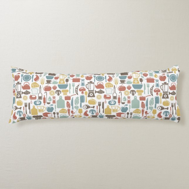 Pattern with cooking icons body pillow (Front)