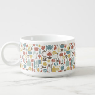 Pattern with cooking icons bowl
