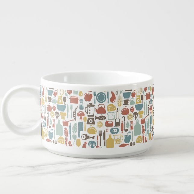 Pattern with cooking icons bowl (Right)