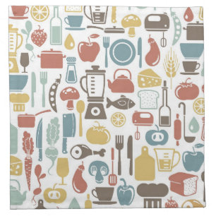 Pattern with cooking icons cloth napkin