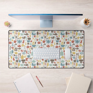 Pattern with cooking icons desk mat