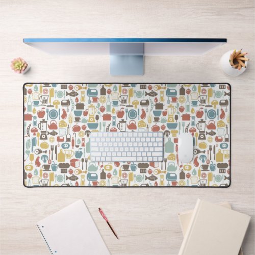 Pattern with cooking icons desk mat
