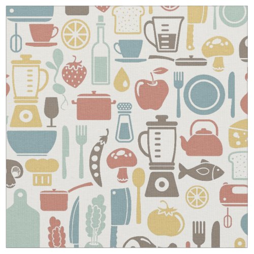 Pattern with cooking icons fabric