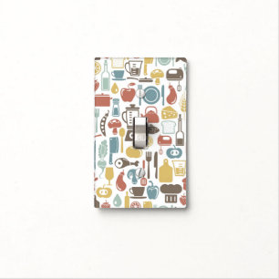 Pattern with cooking icons light switch cover