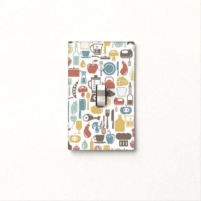 Pattern with cooking icons light switch cover (In Situ)