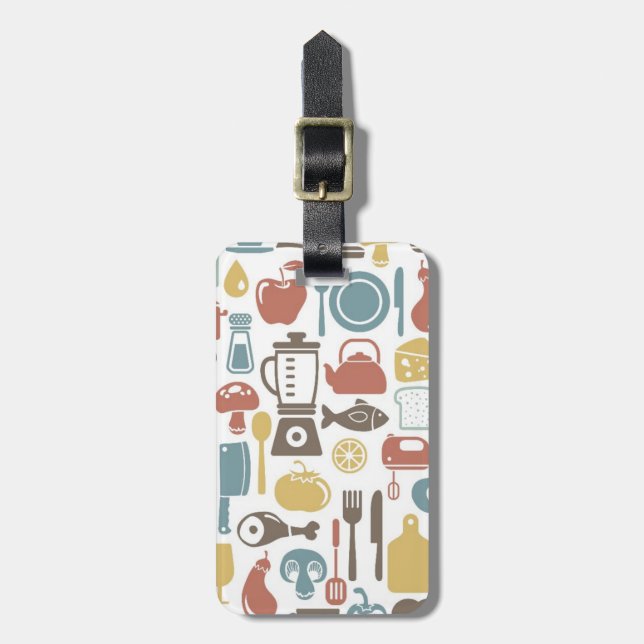 Pattern with cooking icons luggage tag (Front Vertical)