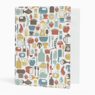 Pattern with cooking icons mini binder