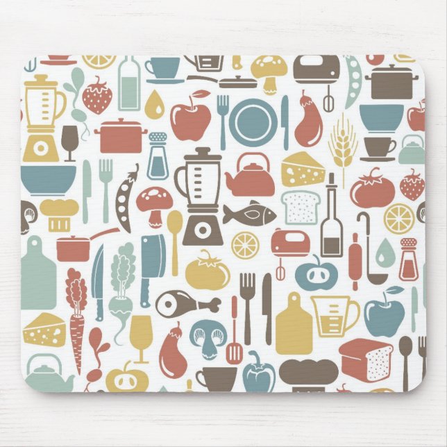 Pattern with cooking icons mouse pad (Front)