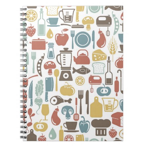 Pattern with cooking icons notebook