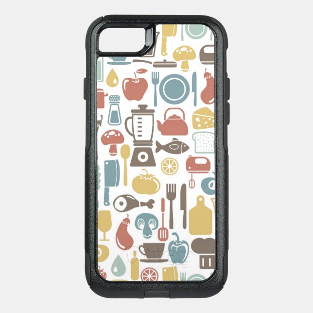 Pattern with cooking icons otterbox iPhone case (Back)
