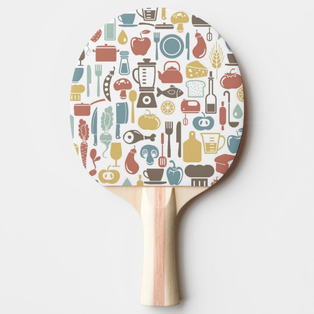 Pattern with cooking icons Ping-Pong paddle (Front)