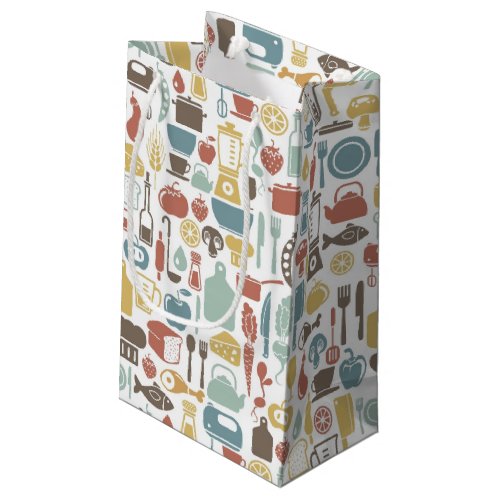 Pattern with cooking icons small gift bag