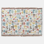 Pattern with cooking icons throw blanket