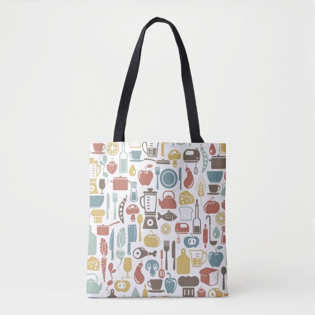 Pattern with cooking icons tote bag (Front)