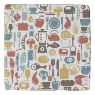 Pattern with cooking icons trivet