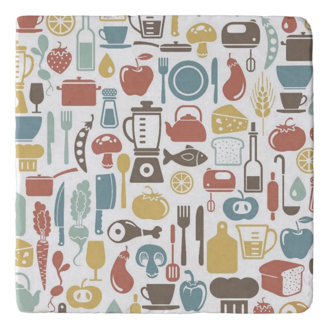 Pattern with cooking icons trivet (Front)