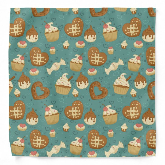 Pattern with cupcakes and candies bandana (Front)