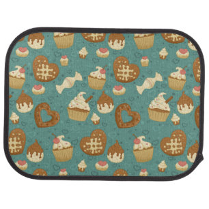 Pattern with cupcakes and candies car floor mat