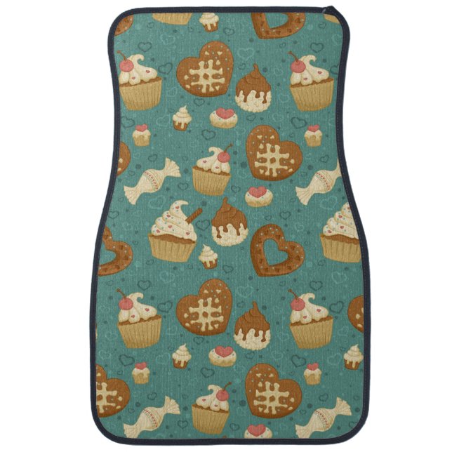 Pattern with cupcakes and candies car floor mat (Front)