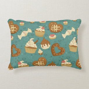 Pattern with cupcakes and candies decorative pillow