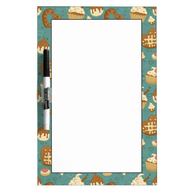 Pattern with cupcakes and candies dry erase board (Front)