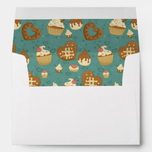 Pattern with cupcakes and candies envelope
