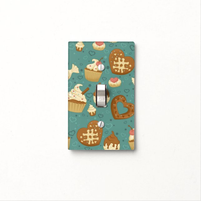 Pattern with cupcakes and candies light switch cover (In Situ)