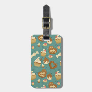Pattern with cupcakes and candies luggage tag