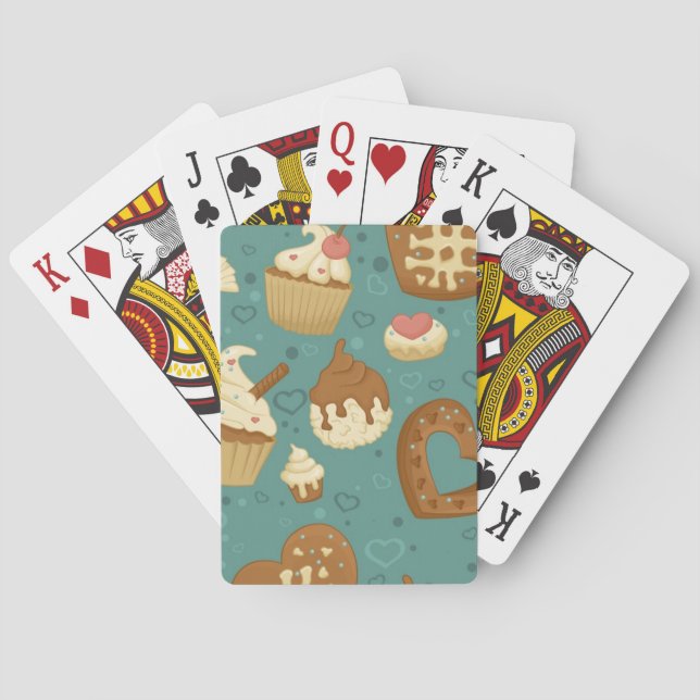 Pattern with cupcakes and candies poker cards (Back)