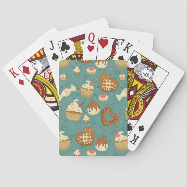 Pattern with cupcakes and candies poker cards (Back)