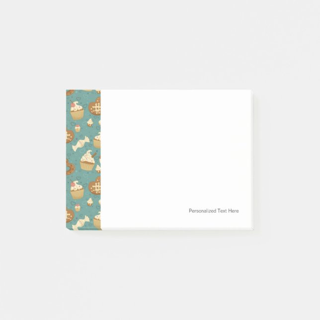 Pattern with cupcakes and candies post-it notes (Front)