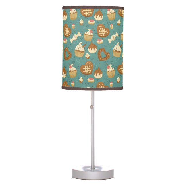 Pattern with cupcakes and candies table lamp (Front)
