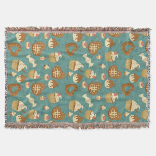 Pattern with cupcakes and candies throw blanket
